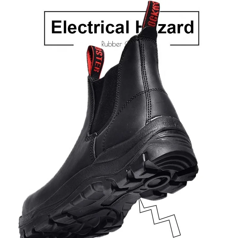 High-end customized Black genuine leather no laces industrial safety boots for South Africa