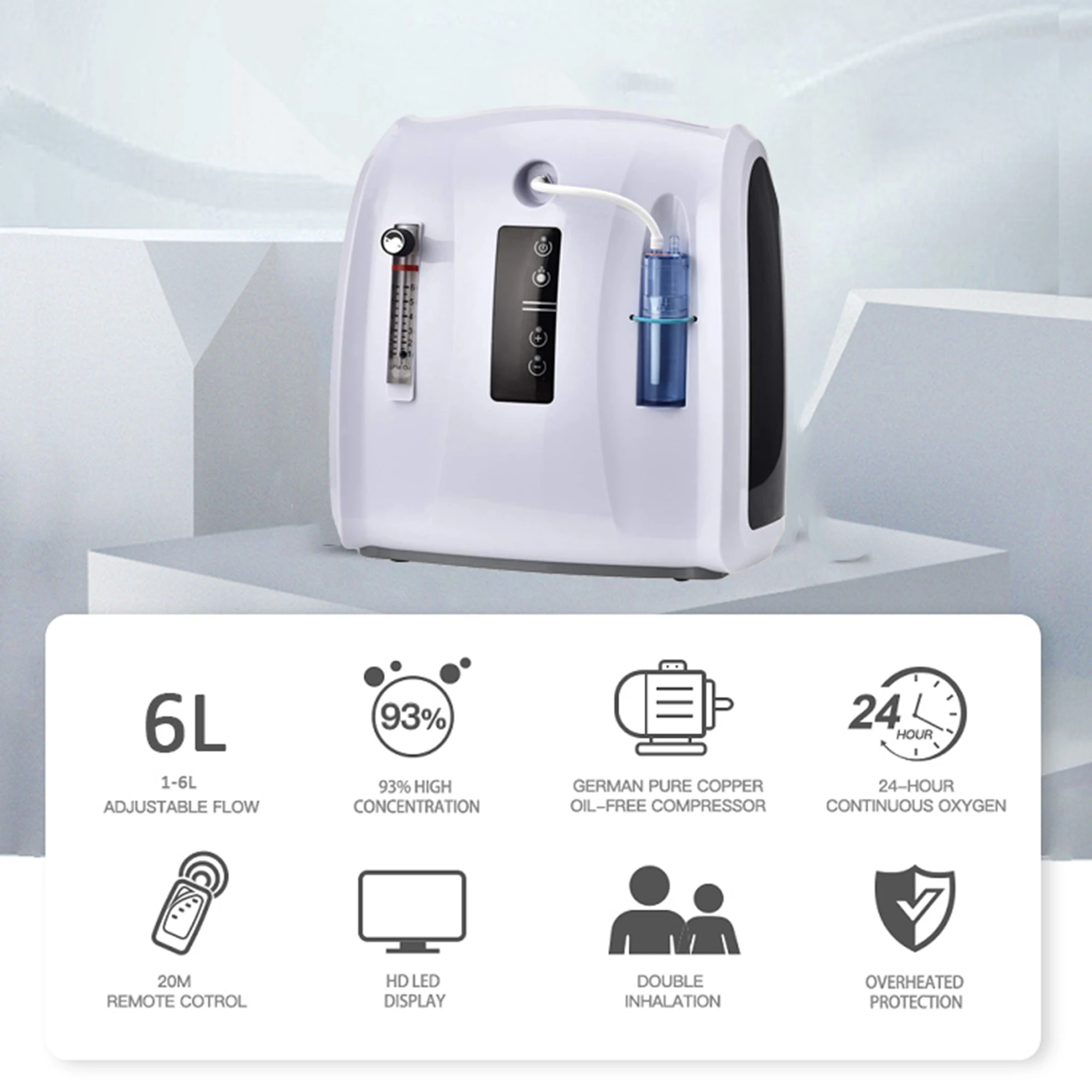 oxigen generator Medical 6L High O2 Purity.oxygen Concentrator Machine portable charged oxygen