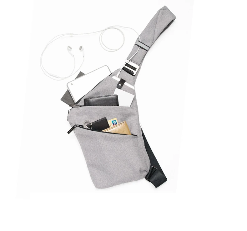 
Nylon Fabric 2 Front Pockets Antitheft Messenger Crossbody Bags for Men Boy 2019 Purses Single Shoulder Chest Bag 