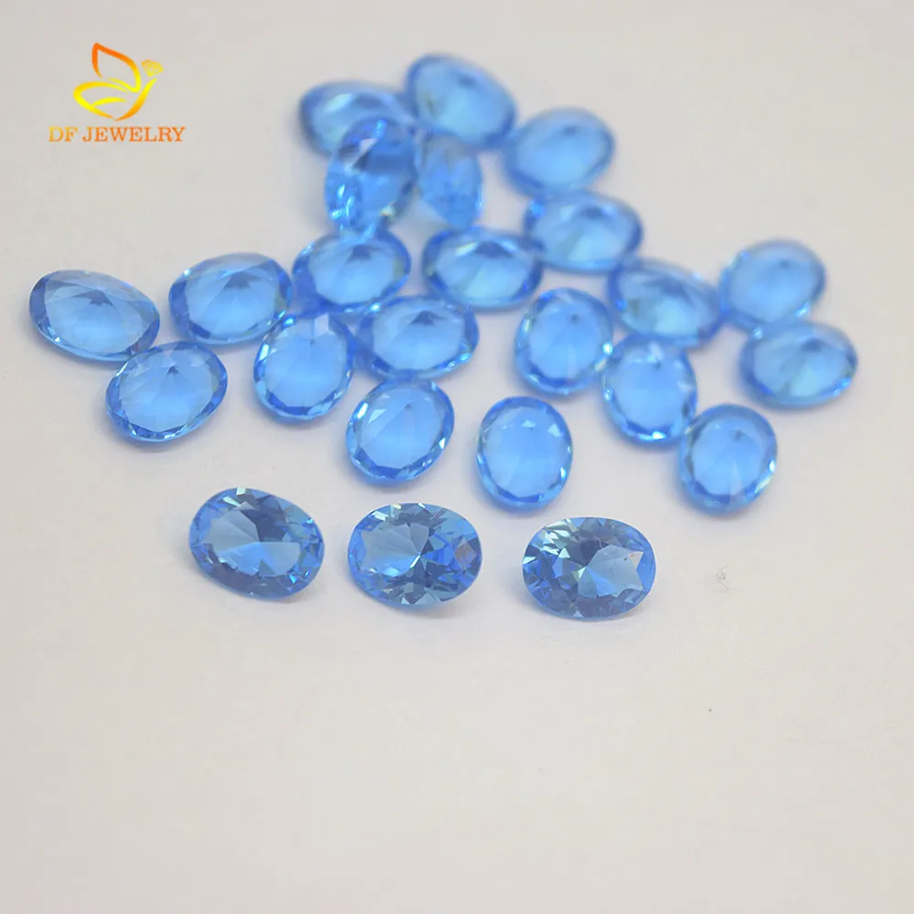 
High Temperature Wax Setting Blue Oval Cut Synthetic Nano Gems 