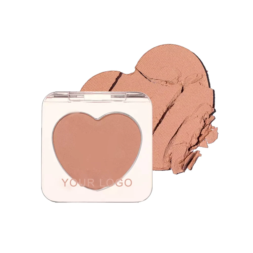 Private Label GMPC Long Lasting Waterproof Heart Shape Face Contouring Matte Monochrome Blush Palette