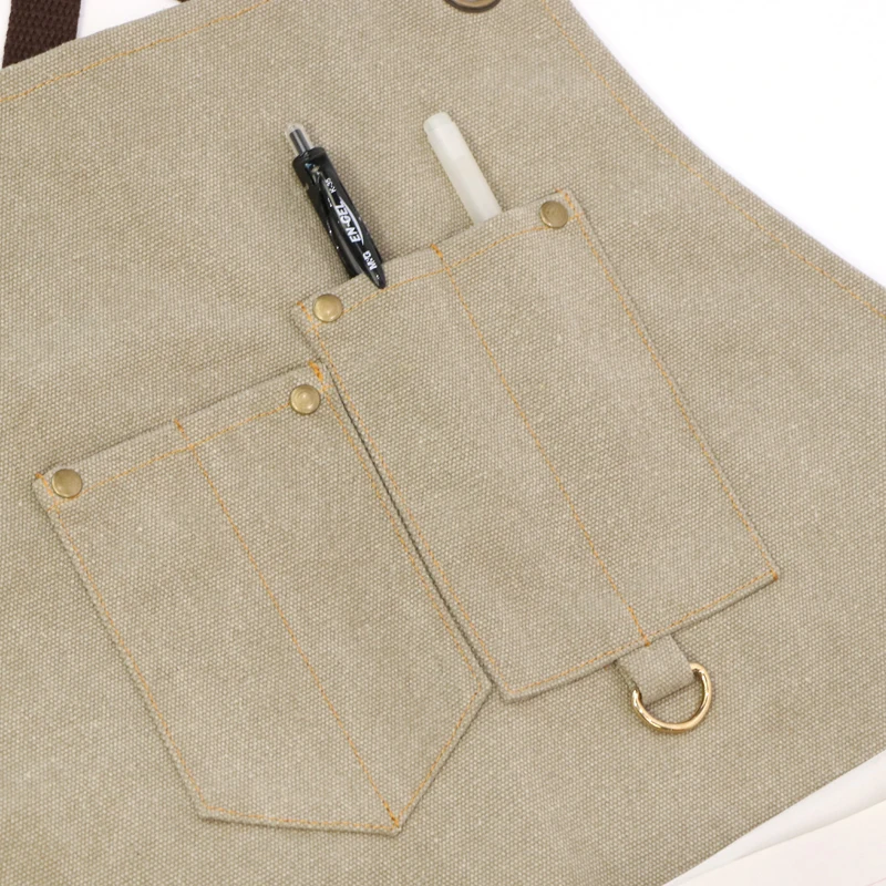 Grey Tailor Work Apron 16oz Washed Canvas Barber Work Barista Apron Sewing Tool Apron