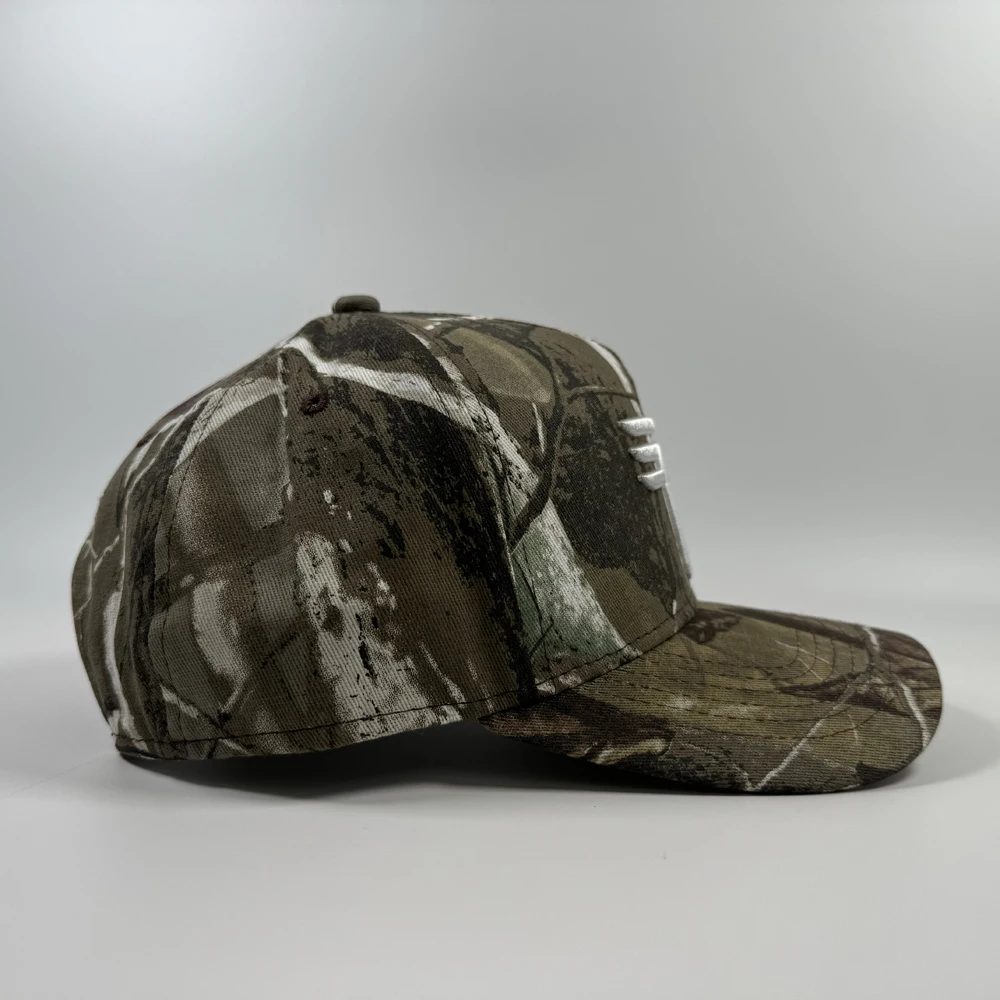 2024 New fashion printed camouflage snapback cap with interior tapes Hunting forest 3d embroidered 5 panel real tree camo hat
