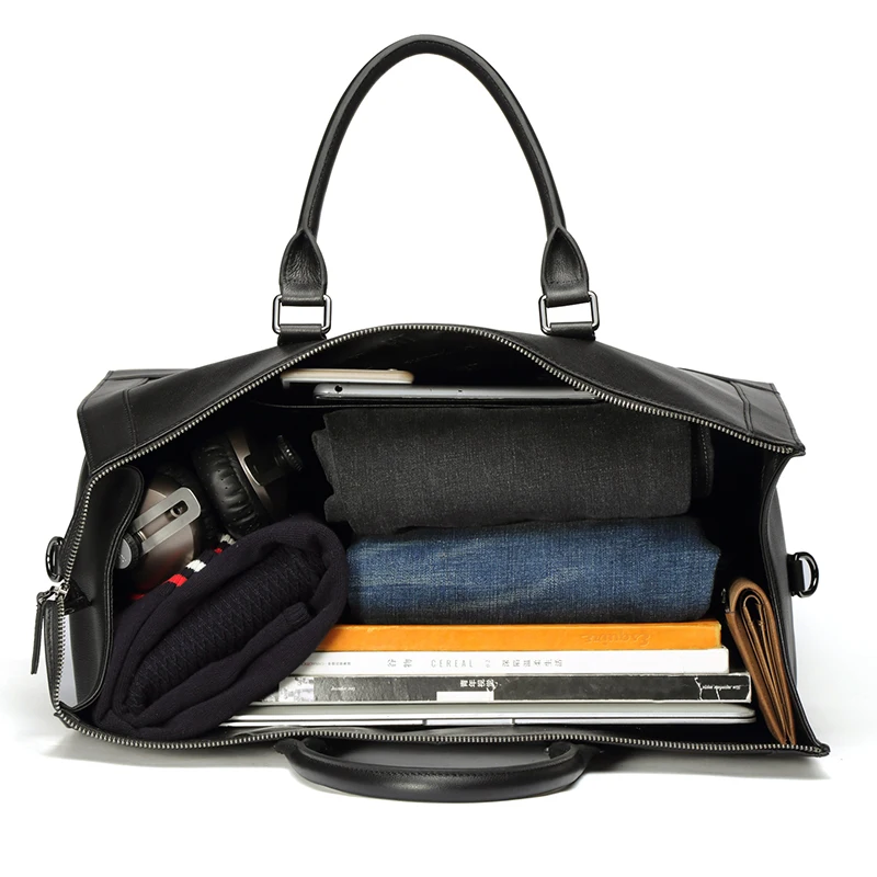 Hot selling storage duffel leather handbags factory custom portable weekend mens business luggage bags for travel