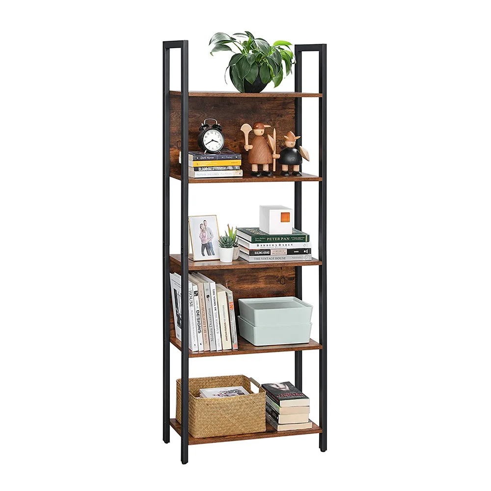
Wisda Industrial Bookshelf Vintage Bookcase and Bookshelves Rustic Wood and Metal Shelving Display Rack and Storage Organizer 