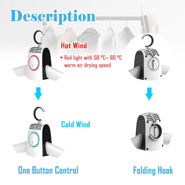 [Handy-Age]-Lightweight Mini Hanging Clothes Dryer Multifunctional Fast Clothes Dryer With Foldable Hook