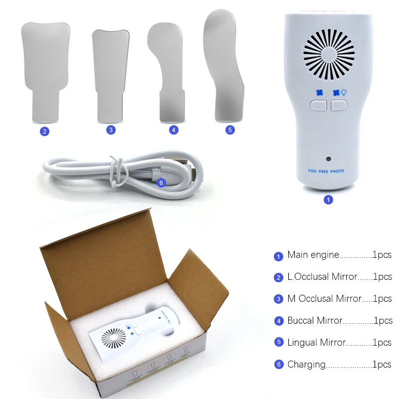 Dental Fog Free Intraoral Photography Mirror Automatic Electric Dental Occlusal Mirror Defogging Reflector with LED Light