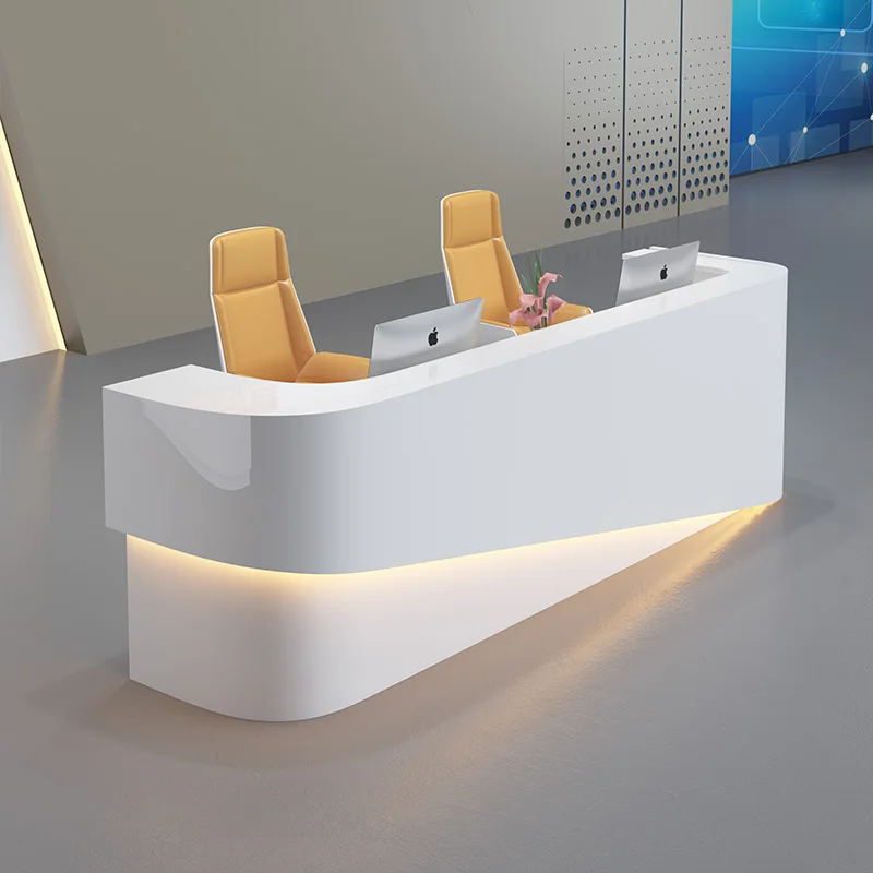 Piano glossy surface boutique modern reception desk with logo customized nail salon reception desk