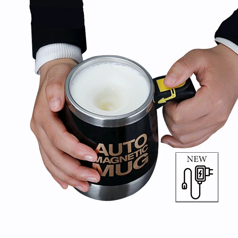 New type 400ml USB rechargeable battery auto Mixing cup For Coffee Milk Grain Oat Magnetized stirring ABS Stainless steel mug