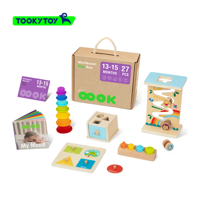 Early education Custom box cognitive card toy hourglass Montessori early 5 in 1  education toys 13-15 month Educational Box
