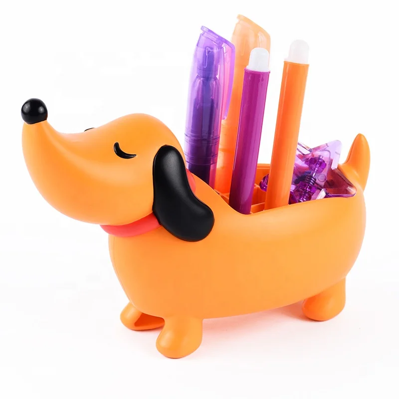 cartoon dachshund OEM wholesale custom dog storage box pen holder