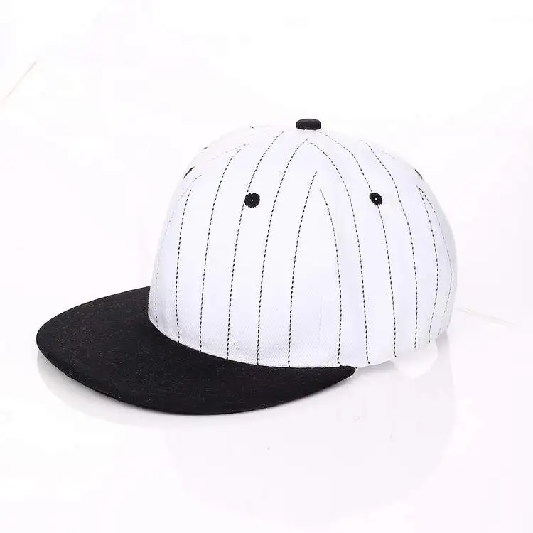 High Quality Vintage Custom Chinese made simple striped flat brim baseball anpback cap