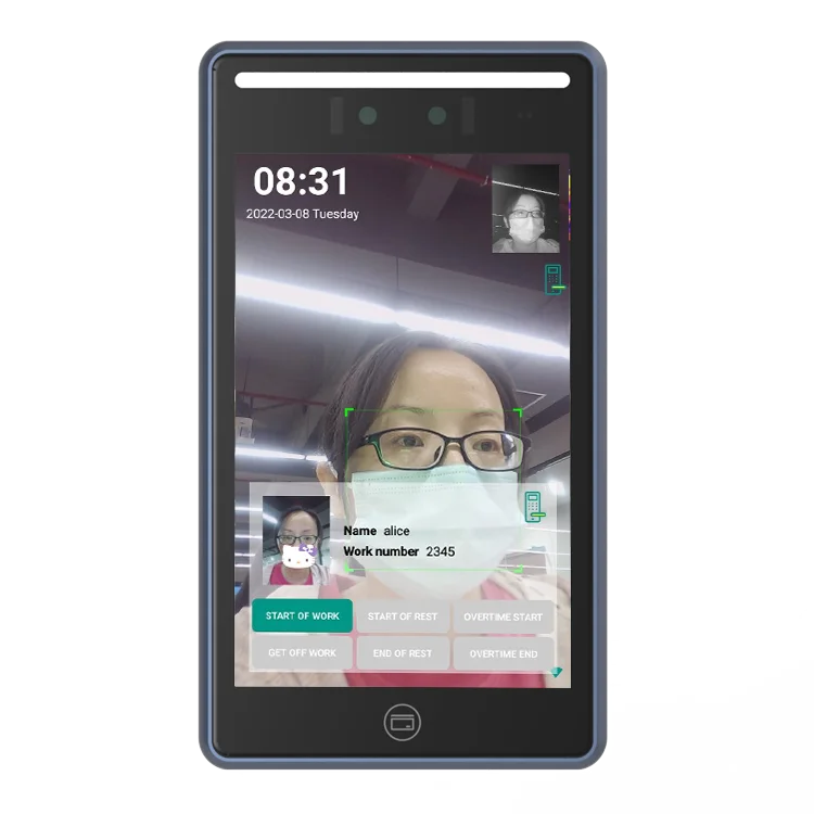 Широкоформатный динамический считыватель карт распознавания лиц, система контроля доступа с временным посещением, 8 дюймов, Бесплатная SDK API