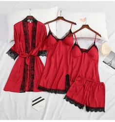 pijamas-por-mayor OEM/ODM sleepwear women night dresses for woman silk robe set womens loungewear wholesale satin pajama set