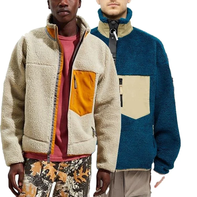 Custom Winter Wool Heavy Fleece Zip Up Sherpa Jacket Mens Winter Jacket For Men