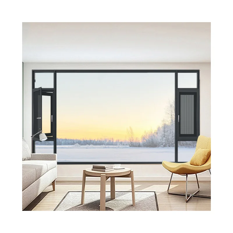 Hurricane Impact Aluminum Casement Windows Thermal Break  Window Double Toughened Glass With Screen Netting for house