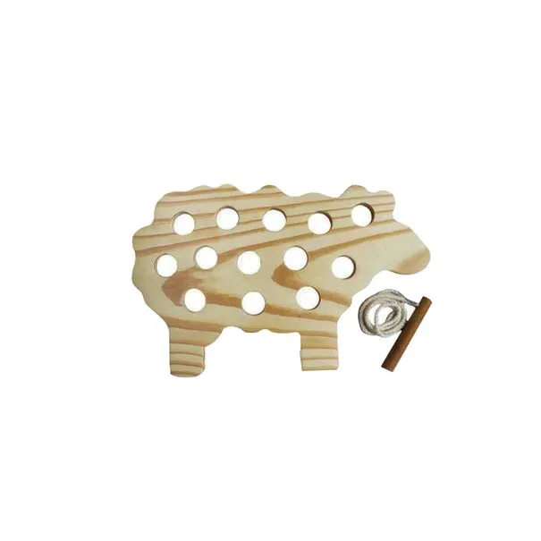 Wooden Animal Bear Lacing Threading Game Toy