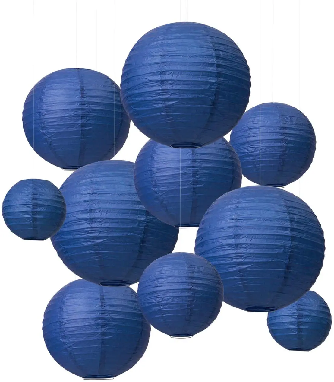 Indoor Outdoor Vary sizes Party wedding round hanging Chinese dark blue paper lantern for Decoration,Christmas,Festival