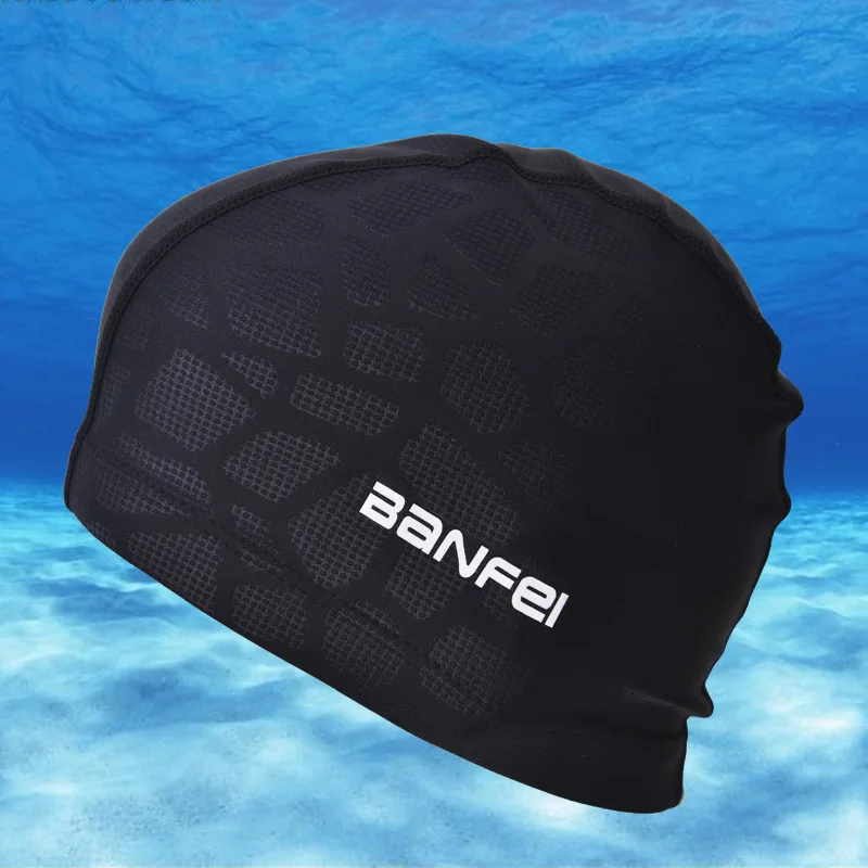 Customized Logo Unisex Nylon Mesh Fabric High Elastic Cloth Swimming Caps