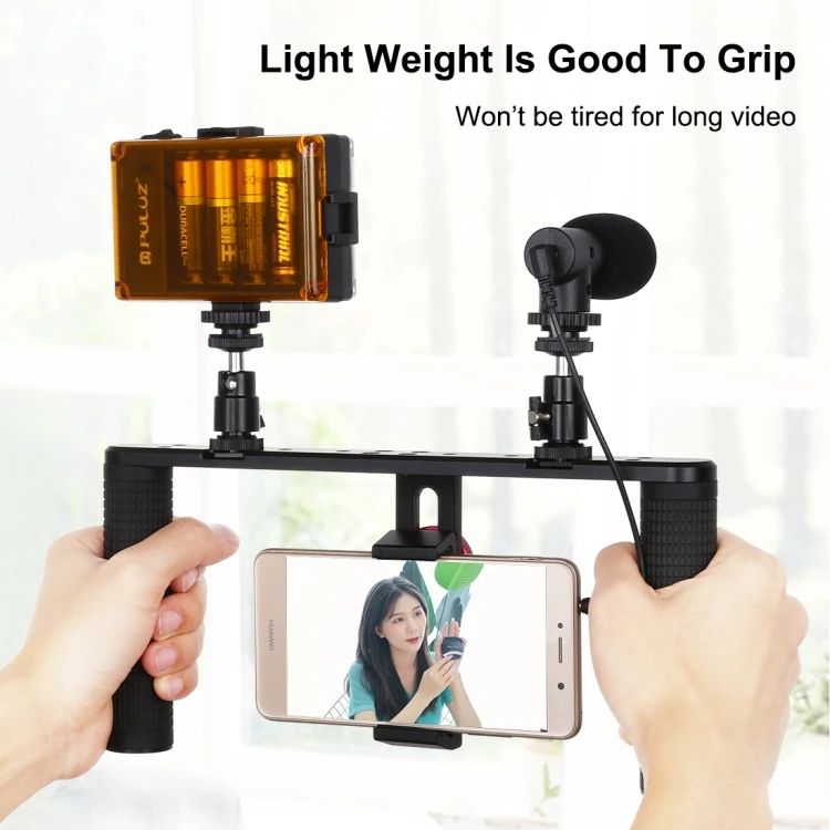 Wholesales Live Broadcast Equipment Camera Cage Led Selfie Light Cell Phone Kit Handle Stabil 4 In 1 Vlogging Live Broadcast Kit