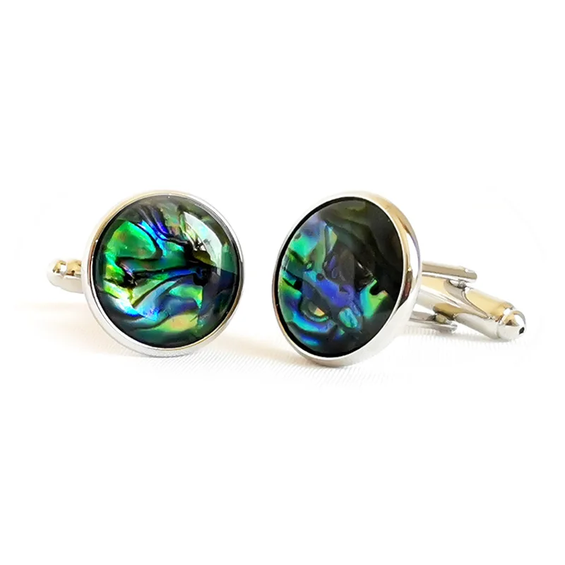 Wholesale Natural Abalone Shell Mother of Pearl Luxury Stone Cuff links Custom Business Suit Shirt Wedding Tuxedo Gift Cufflinks