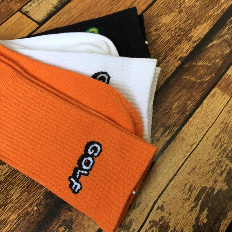 2022 Black Orange White Socks Unisex Men Custom Fashion Sport Letter Crew Socks