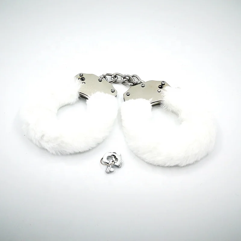 Adult sex game fetish slave stainless steel plush restraint handcuff bondage toys