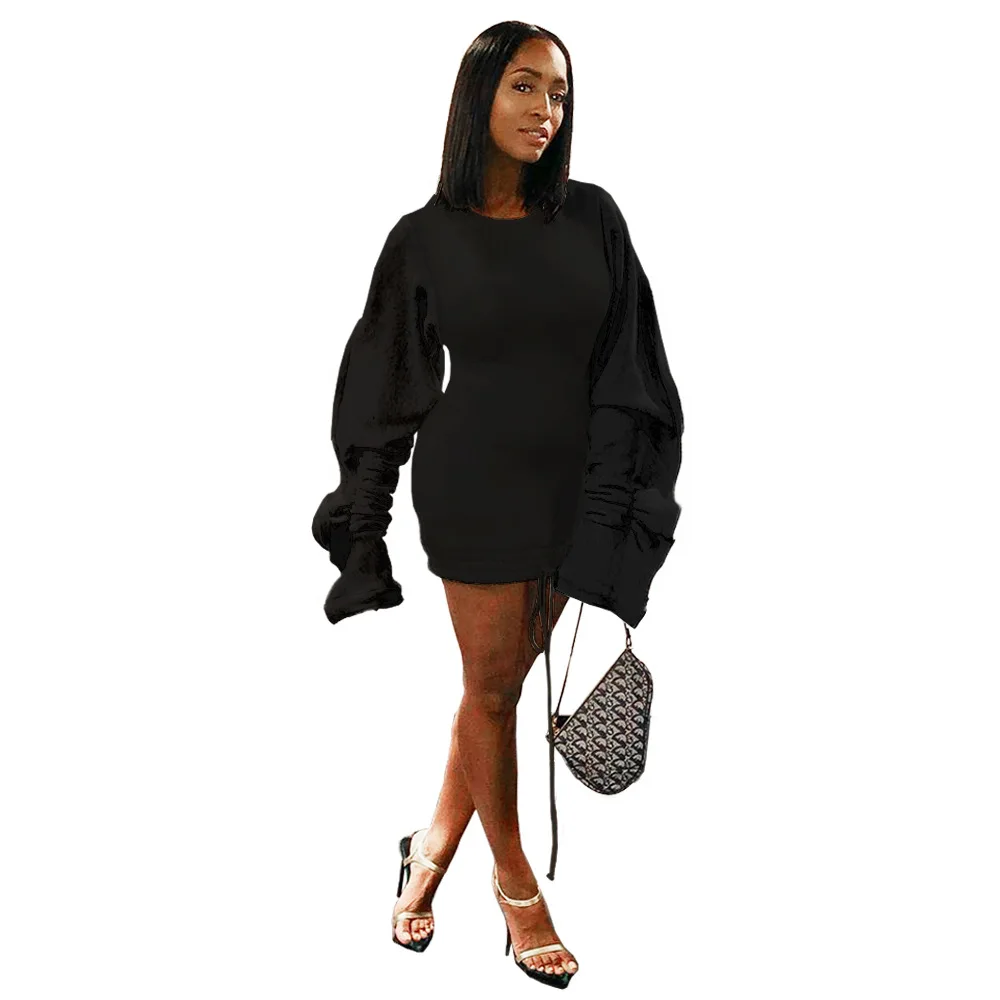 Женское мини-платье в стиле пэчворк с цветными лямками и рукавами-грибками, осенне-зимняя Клубная одежда для ночного клуба, 2019