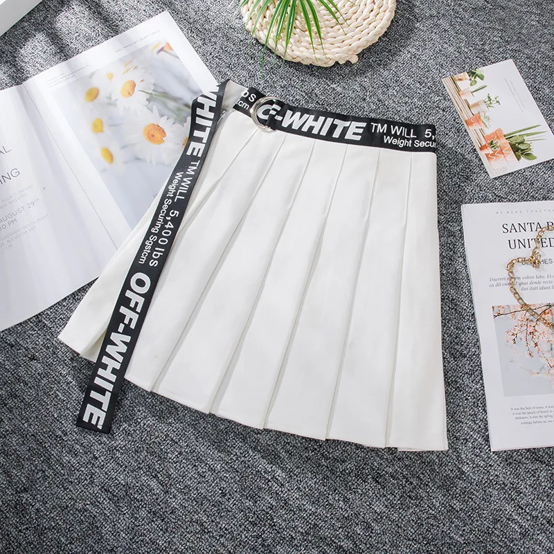 Black White Women Wrap Pleated Skirt Harajuku Preppy Style Cute Japanese School Uniforms Lace Up Ladies Mini Skirt VD2331