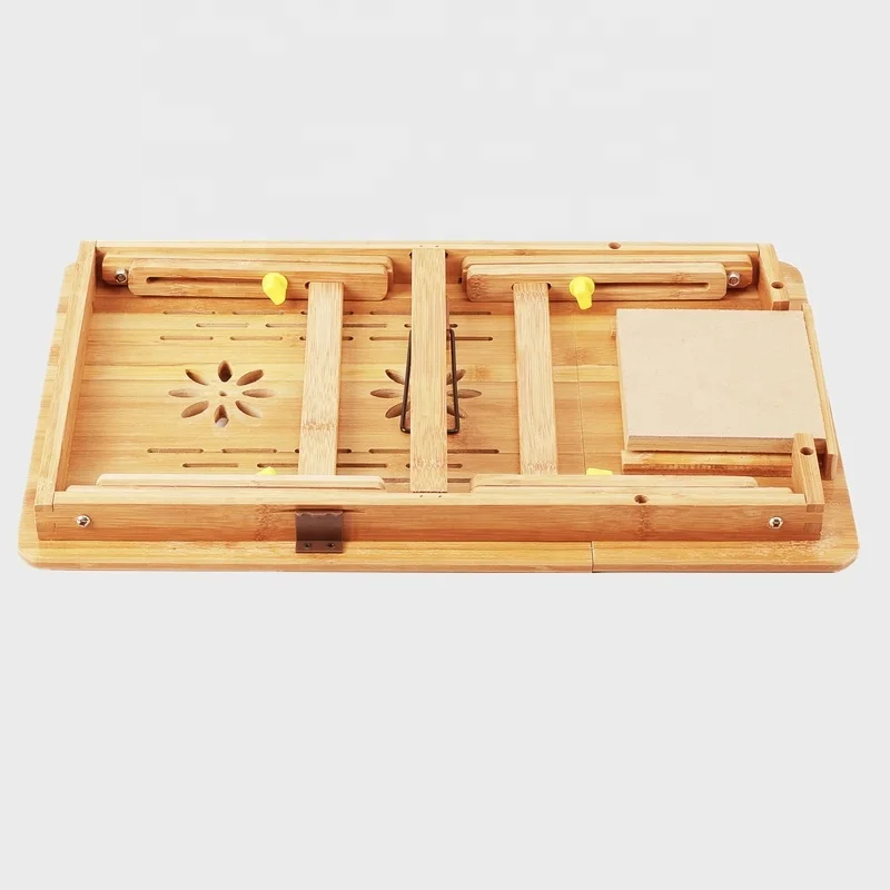 Factory price eco friendly laptop study bed desk adjustable bamboo folding laptop table