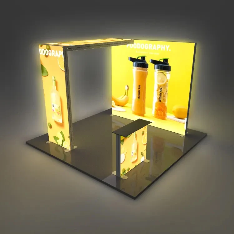 Modular Fabric Frame Led Light Box Displays for Trade Show Exhibition 3*3M