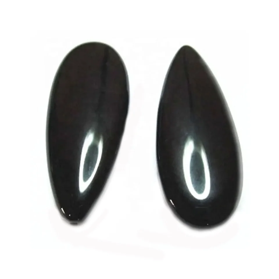Black Onyx  10x14x5mm pear shaped Black Onyx cabochon loose stones