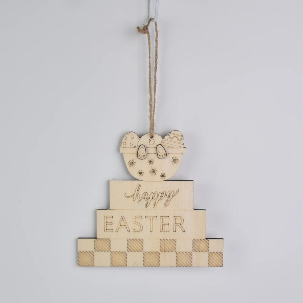 Unfinished Laser Wooden Cutouts Slices Easter Eggs Ornaments with Holes Hang Tags Home Decorations DIY Easter Crafts Gifts