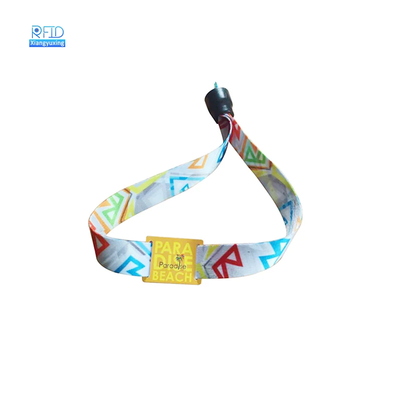 Custom Hot sale RFID Woven Fabric Elastic 13.56mhz NFC Bracelet  rfid wristbands