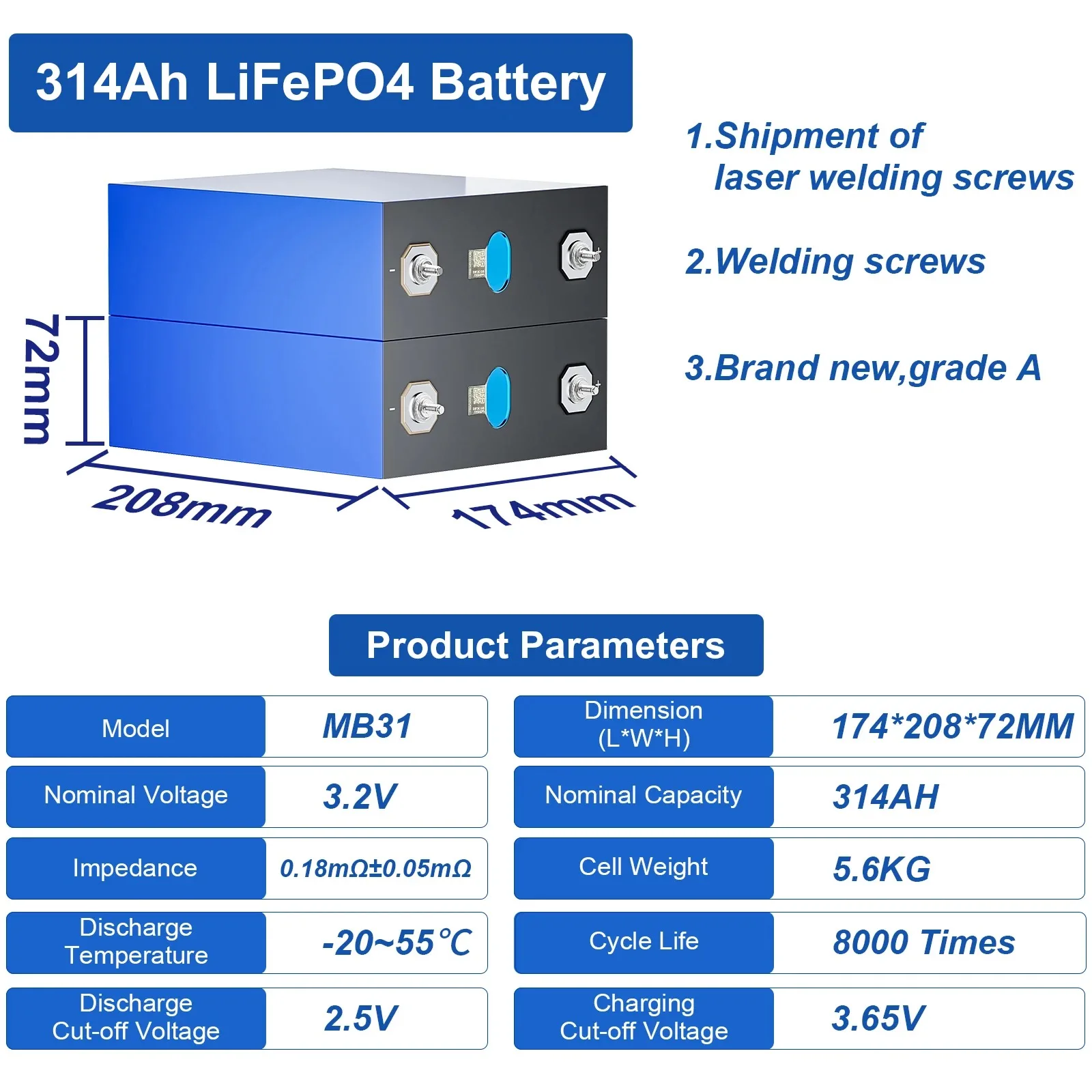 EU stock LF280K 314ah solar storage prismatic lithium battery for solar storage bateria solar de iones de litio