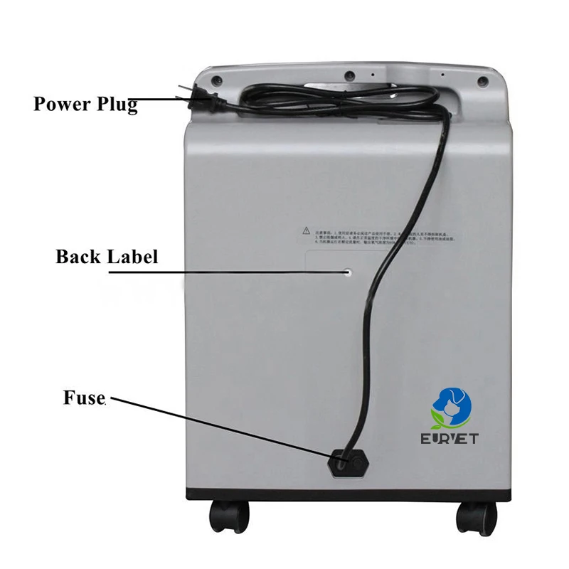 EUR PET Top Quality Veterinary Equipment Oxygen Generator Medical Grade 5l 10l Double Flow Oxygen Concentrator