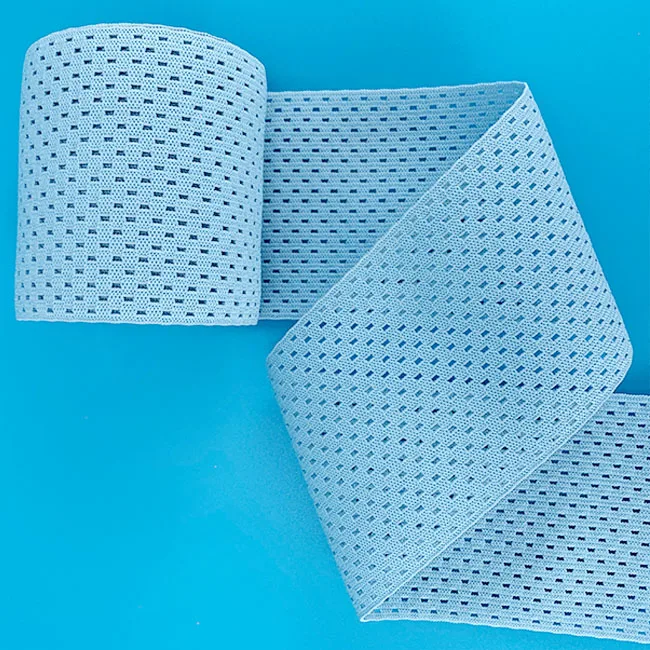 Custom Flat Medical Elastic Band Wide  High Quality Stripe Crochet Elastic Knitted Band