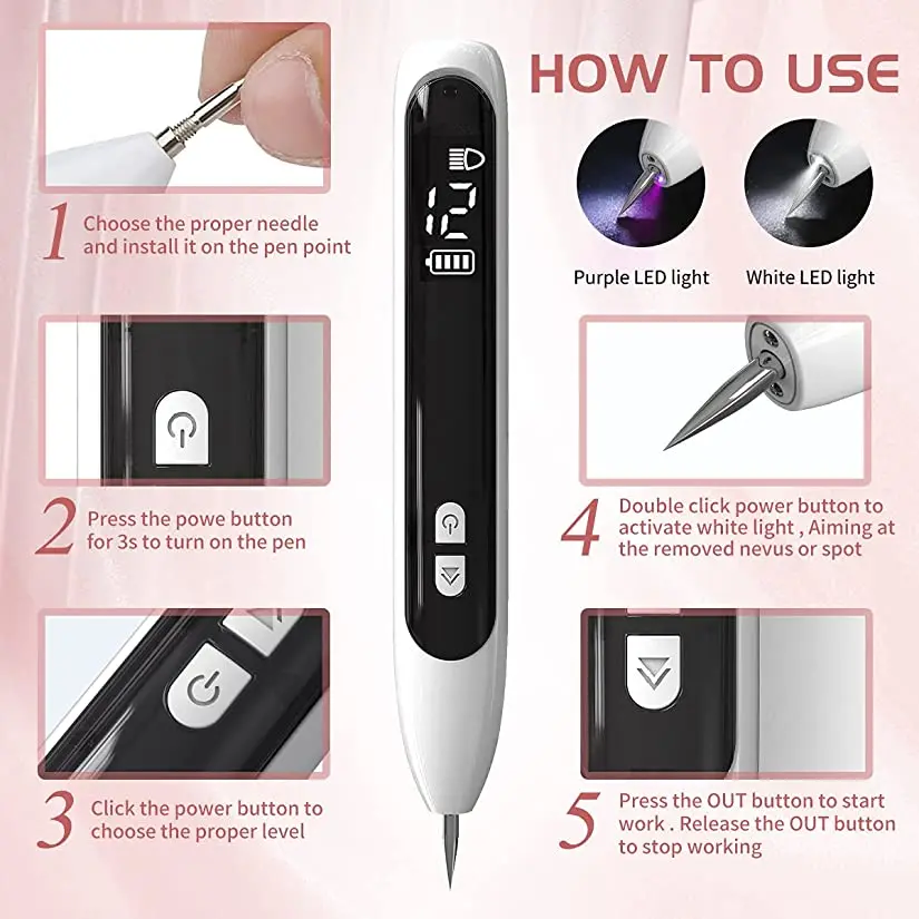 Laser Plasma Pen Led Skin Tag Tattoo Removal Portable Wart Dot Dark Spot Mole Spot Removal Plasma Pen