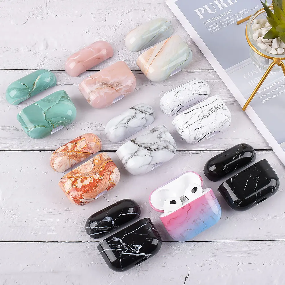 Милый чехол для AirPods 3, 2021 полноразмерный защитный стильный мраморный ударопрочный Твердый Чехол, аксессуары для наушников AirPods 3, чехол C