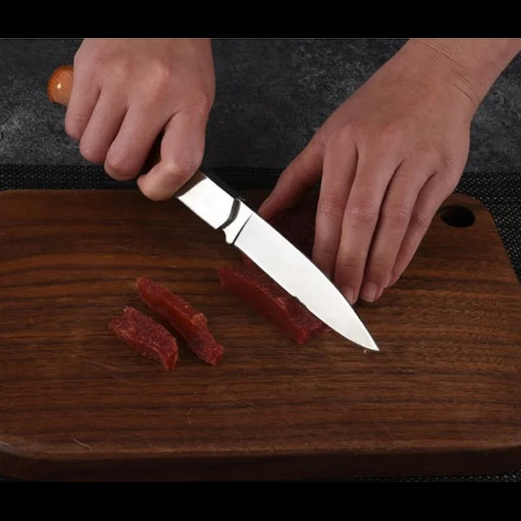 Strong Folding Knife with Fine Polishing Wooden Handle in Series Sizes for Daily Use, Office & Outdoor