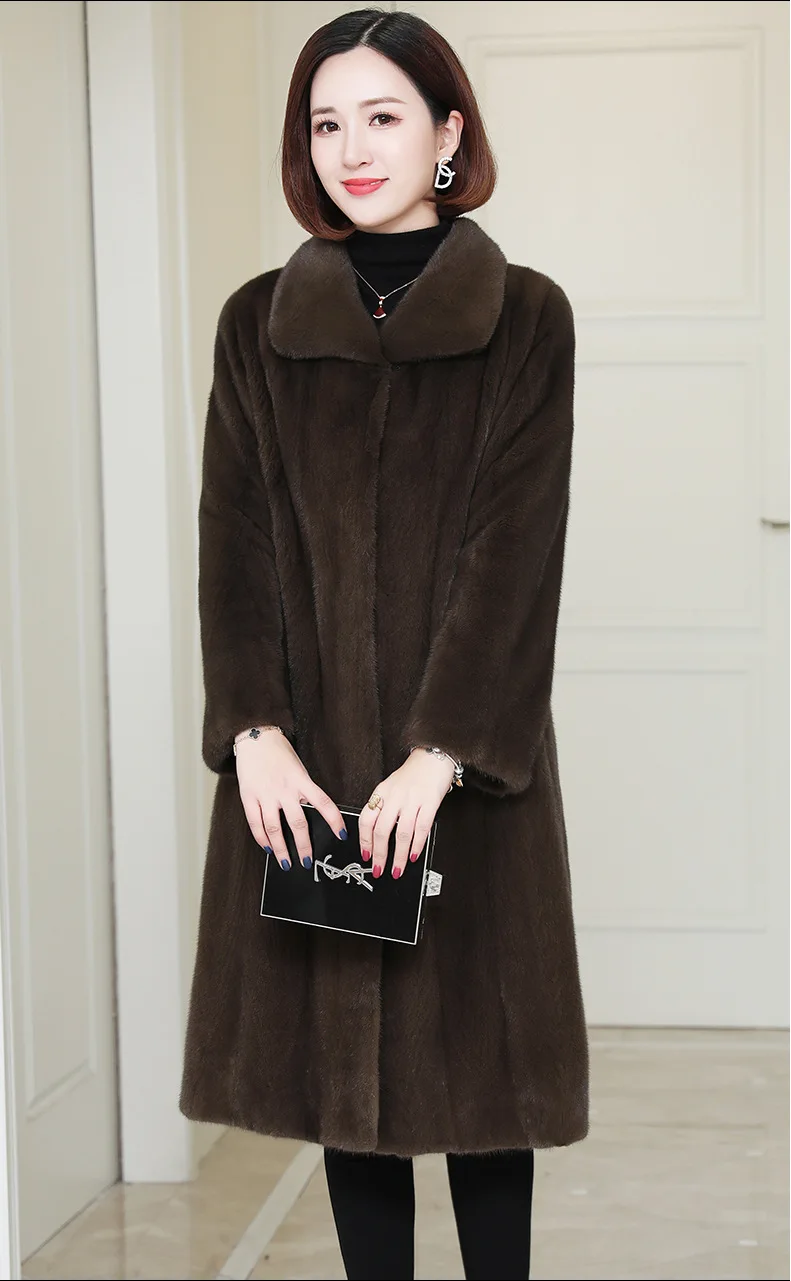 Custom Factory Direct Supply Women Artificial Faux Mink Fur Long Coat Plus Size Fake Fur Overcoat