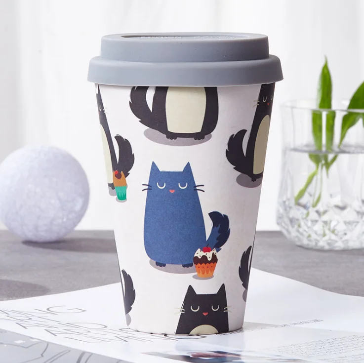 100% natural biodegradable custom eco friendly keep takeaway  bamboo fiber reusable coffee cup to go with bamboo lid