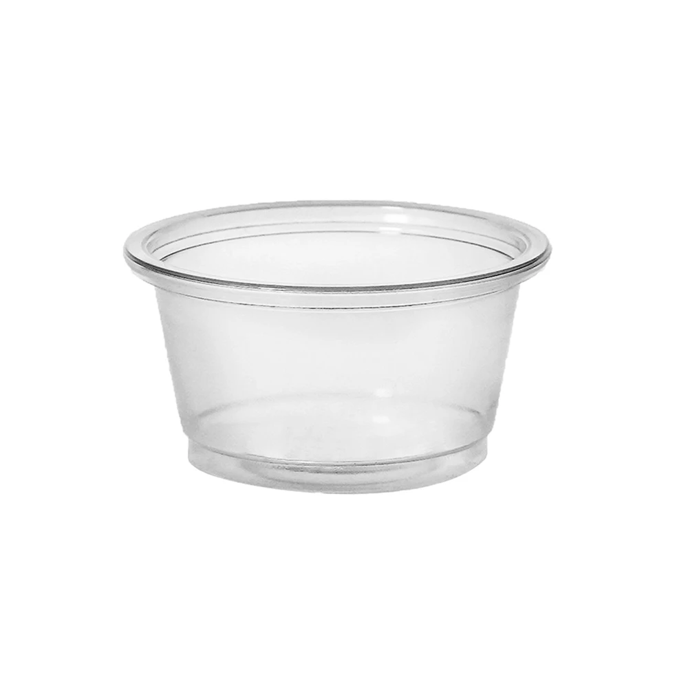 Wholesale 0.75oz Sauce Container Clear Black Disposable PP Plastic Sauce Cup with PET Lids