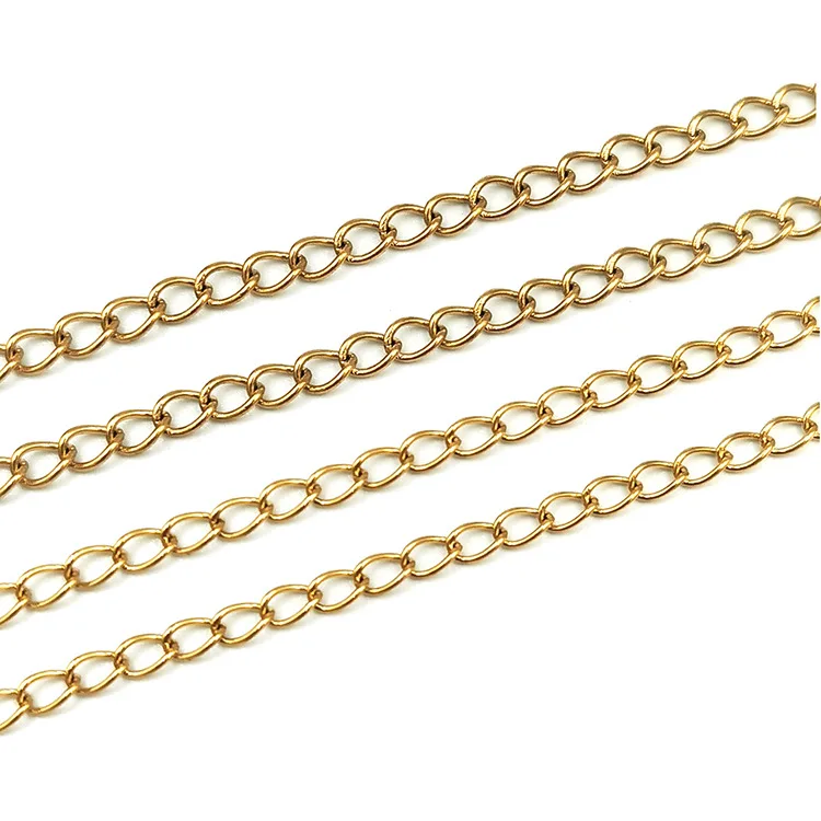 NANA high quality stainless steel gold plated chain,stainless steel 2.5mm extension chains for jewelry findings