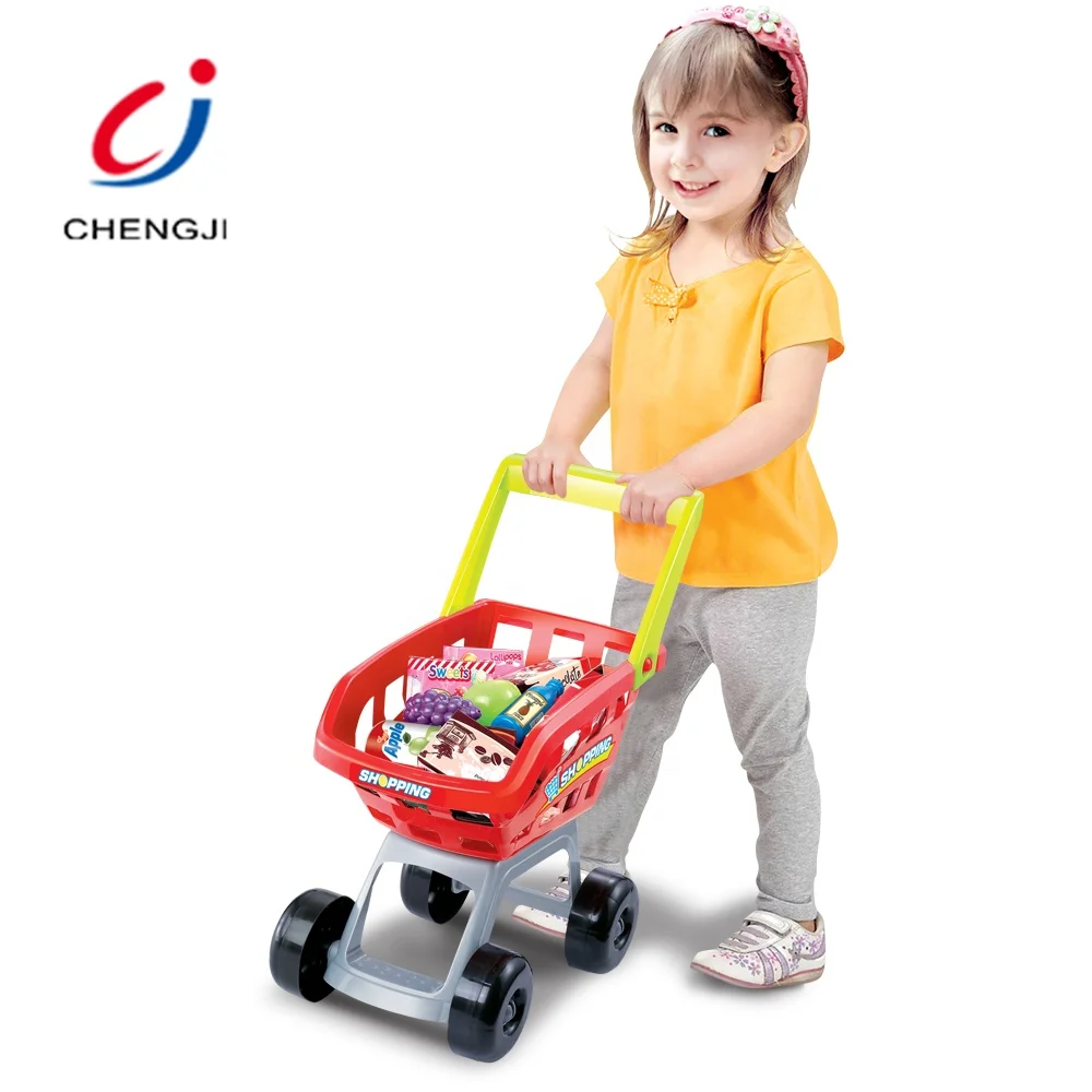 Pretend shopping car play cash register set trolley plastic supermarket toys kids