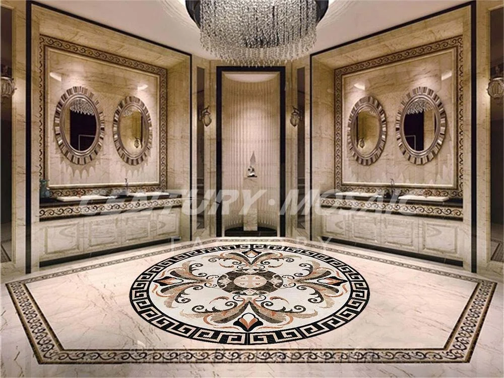 Centurymosaic Wholesale Square Marble Stone Medallion Waterjet Mosaic Tile Flower Pattern Design for Floor