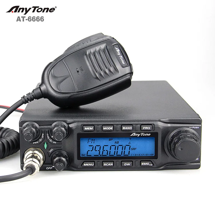 AnyTone AT6666 CB Radio 27mhz SSB AM FM With 60W high power 28.00-29.70Mhz Ham Radio Long Range UHF Radio