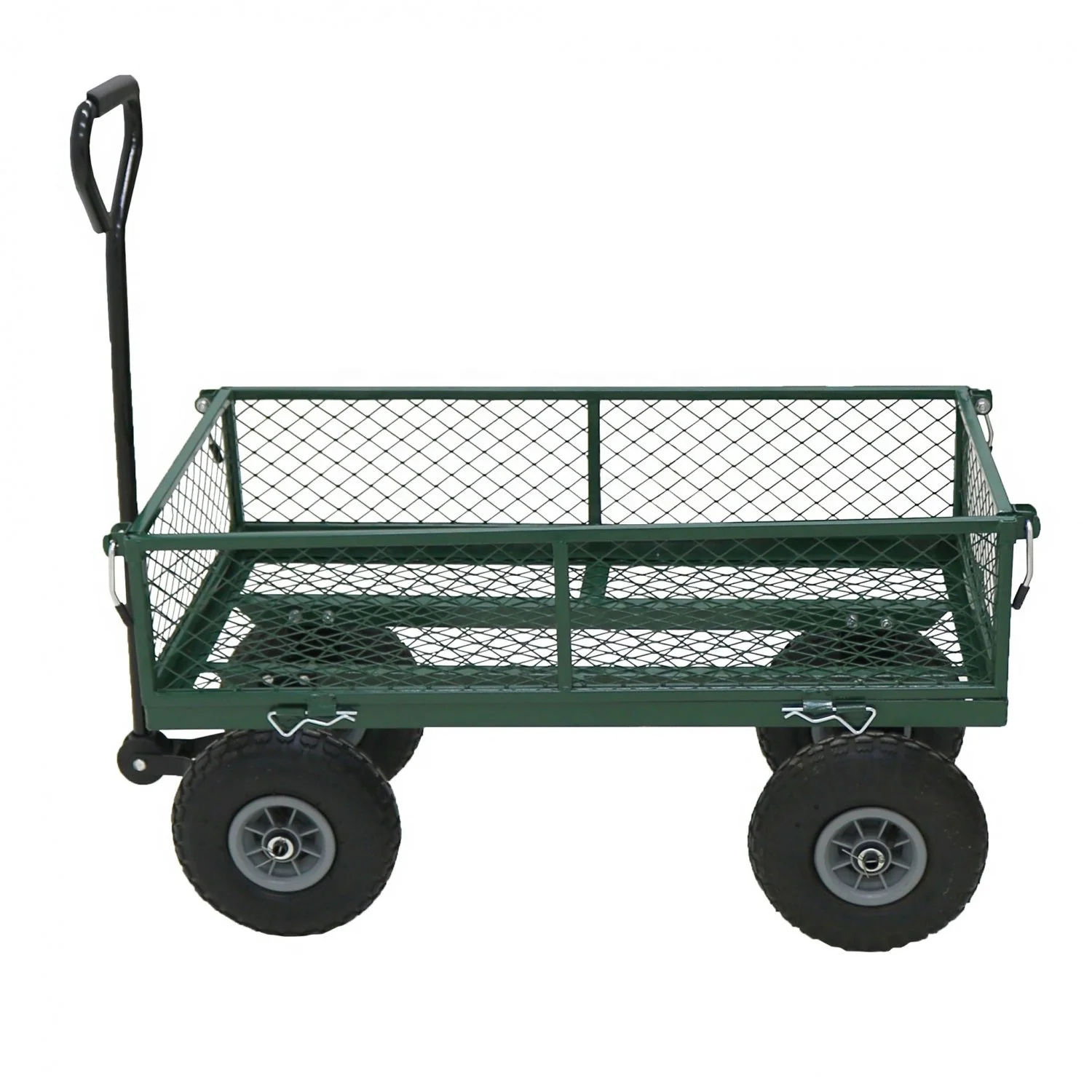 Green Trailer Cart Heavy Duty Metal Gardening Trolley