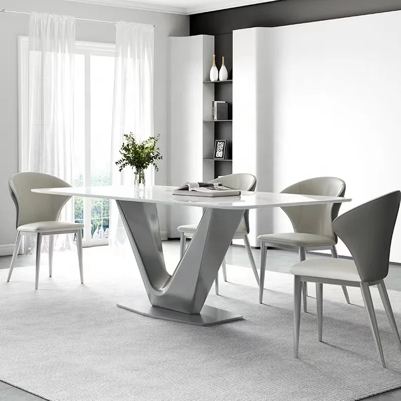 Italian light luxury imported light rock plate table modern household small apartment type minimalist rectangular meal table