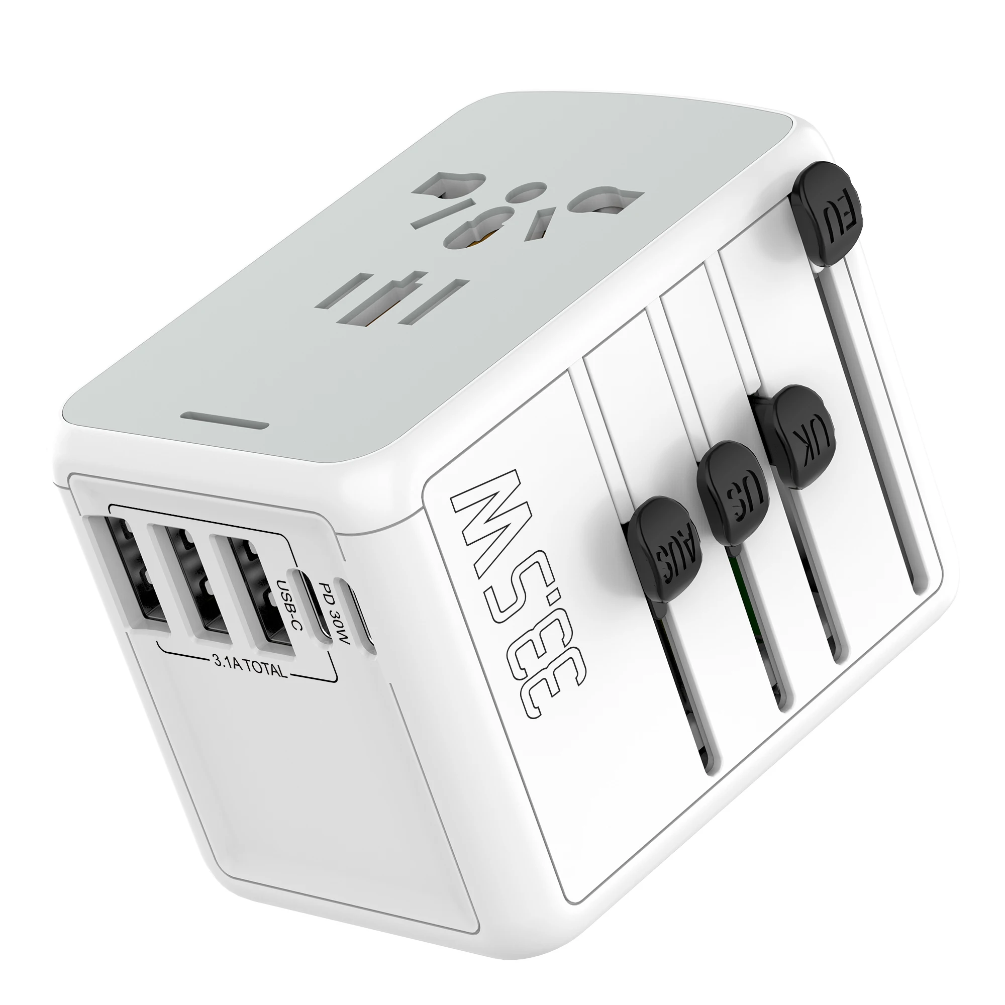 2022 HOT  Type C universal travel adapters with USB EU UK US AUS plugs Short circuit protection fast charging plug  adapter